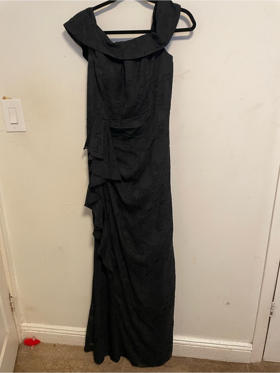 Azazie Dresses & Skirts - Azazie Black Off-Shoulder Ruffled Maxi Gown
